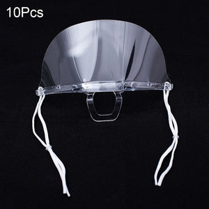 10Pcs Hygiene Safety Face Shield Plastic Visor Protective Anti-Fog Anti-Splash Transparent Food Face Shield For Mouth Nose