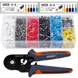 Ferrule Crimping Tool Kit, Hexagonal sawtooth Self-adjustable Ratchet Wire Terminals Crimper Kit with 1900pcs Wire Terminals