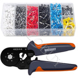 Ferrule Crimping Tool Kit, Hexagonal sawtooth Self-adjustable Ratchet Wire Terminals Crimper Kit with 1900pcs Wire Terminals