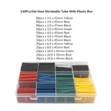 530/127Pcs Black Weatherproof Heat Shrink Sleeving Tubing Tube Assortment Kit Wrap Cable Electrical Connection Electrical Wire