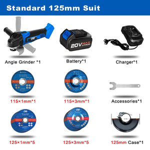 Cordless Angle Grinder 20V Lithium-Ion Battery Machine Cutting Electric Angle Grinder Power Tool By PROSTORMER