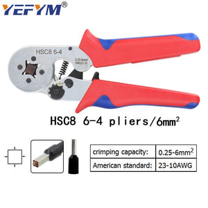 Tubular terminal crimping tools mini electrical pliers HSC8 10SA/6-4 0.25-10mm2 23-7AWG 6-6 0.25-6mm2 high precision clamp sets