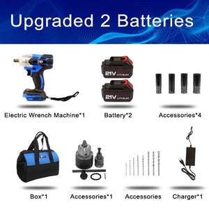 Electric Impact Wrench 21V Brushless Wrench Socket 4000mAh Li-ion Battery Hand Drill Installation Power Tools By PROSTORMER