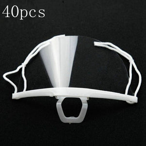 40pcs Hygiene Safety Face Shield Plastic Visor Protective Anti-Fog Anti-Splash Transparent Food Face Shield For Mouth Nose