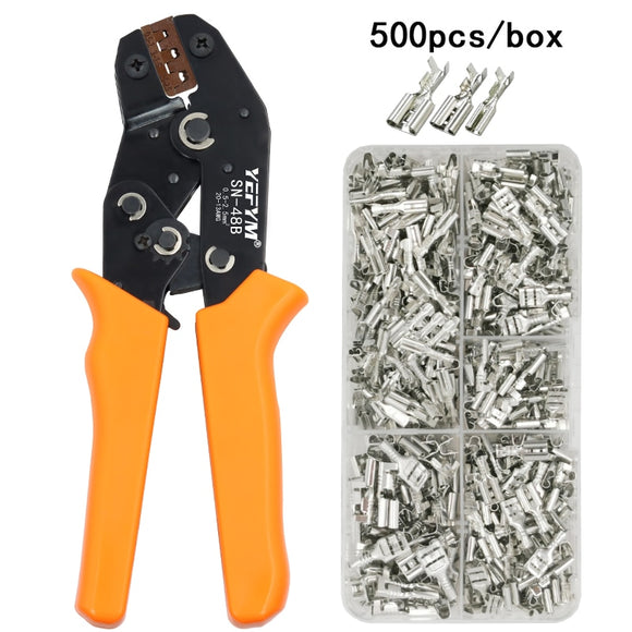 SN-48B Wire Crimping Pliers 0.5-2.5mm2 20-13AWG Precision Jaw With 500pcs/lot TAB 2.8 4.8 Terminals Sets electrical Hand Tools