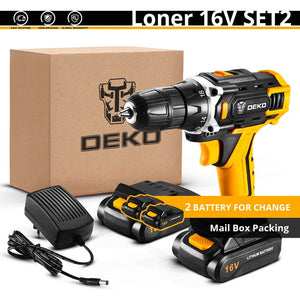 DEKO 12/16/20V MAX Cordless Drill Electric Screwdriver,18+1 Torque Settings,2-Speeds,3/8" Keyless Chuck Power Tools(DKCD Series)